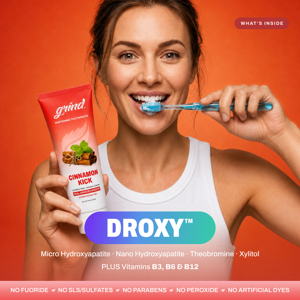 Grind Cinnamon Kick vitamins B5 B6 D12 toothpaste